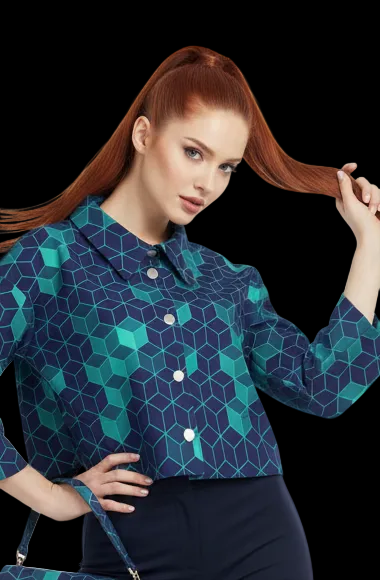 “Polyhedral” Women's Cropped Jacket | 245GSM Cotton
