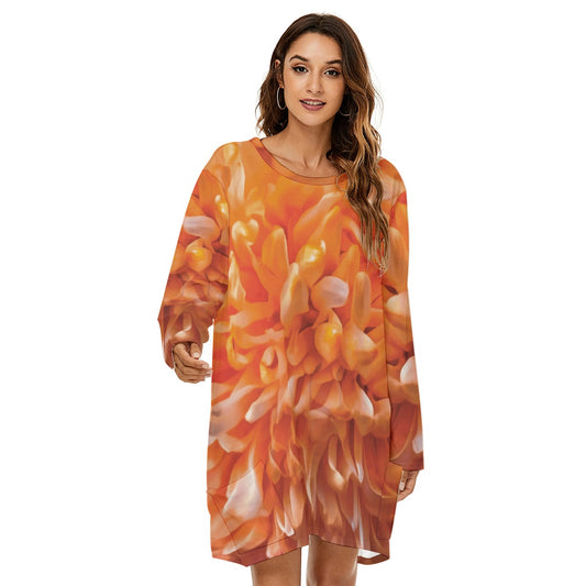 “Peachy”  Women's Loose Crew Neck Dress