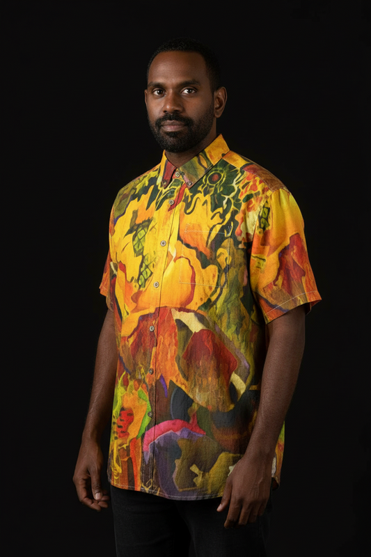 “Outback Topography” Men's Breathable Cotton Shirt|125GSM