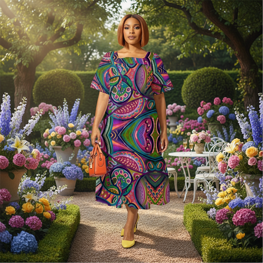 “Colour Burst” Women's Elegant Long Dress