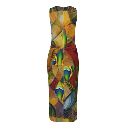 “Earthen Tessellation”  Women's Beach Perspective Chiffon Sleeveless Dress