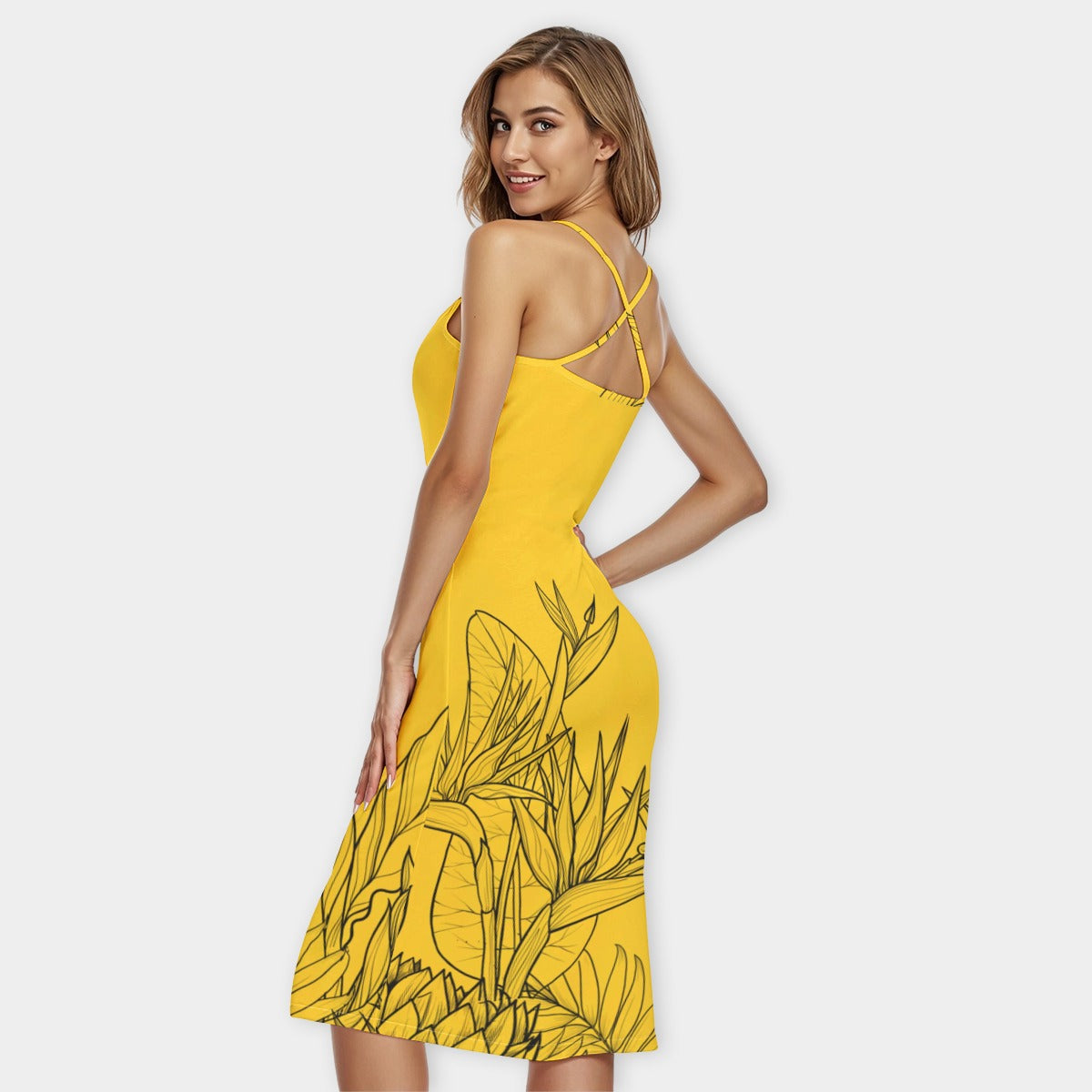 “Oscar” Women's Bodycon Spaghetti Strap Midi Dress
