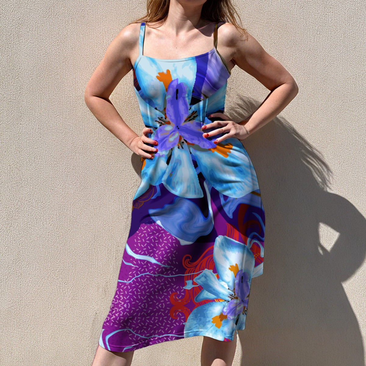 “The Blue Dietes” sleeveless suspender dress