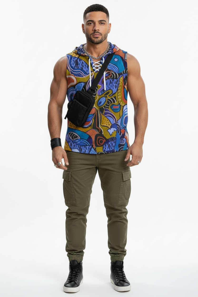 “Orchid Echoes” Men's Tank Top With Drawstring
