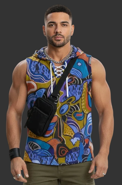 “Orchid Echoes” Men's Tank Top With Drawstring