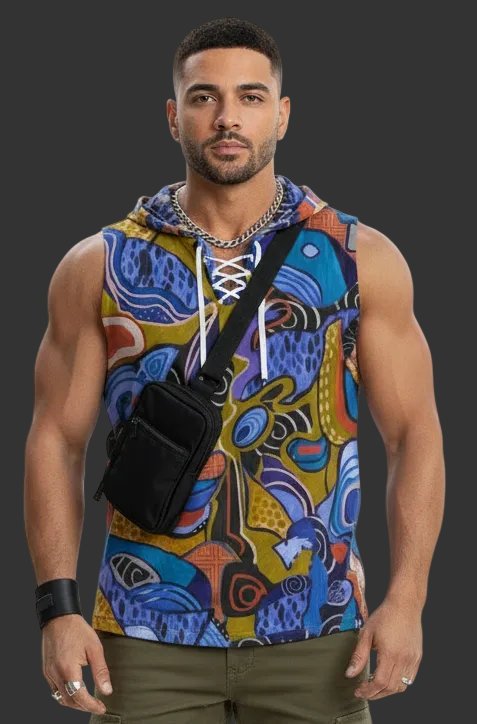 “Orchid Echoes” Men's Tank Top With Drawstring