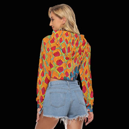 “Fractured Sunset” Crop Top Hoodie