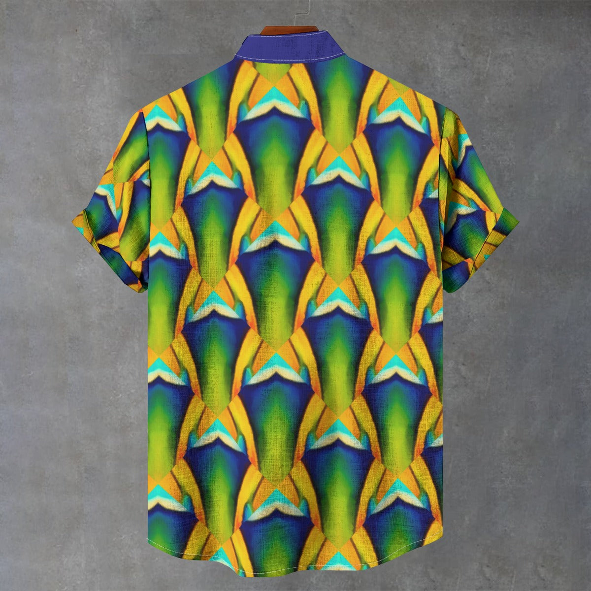 “Emerald Tide” Men's Stand Collar Shirt|115GSM Cotton poplin