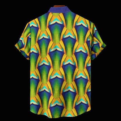 “Emerald Tide” Men's Stand Collar Shirt|115GSM Cotton poplin