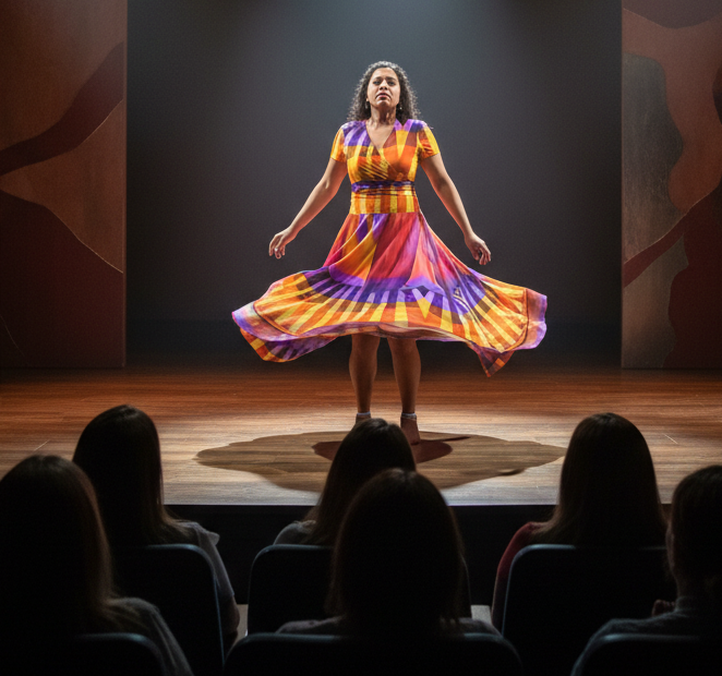 “Carnival” Women's Short Sleeve V Neck Midi Dress