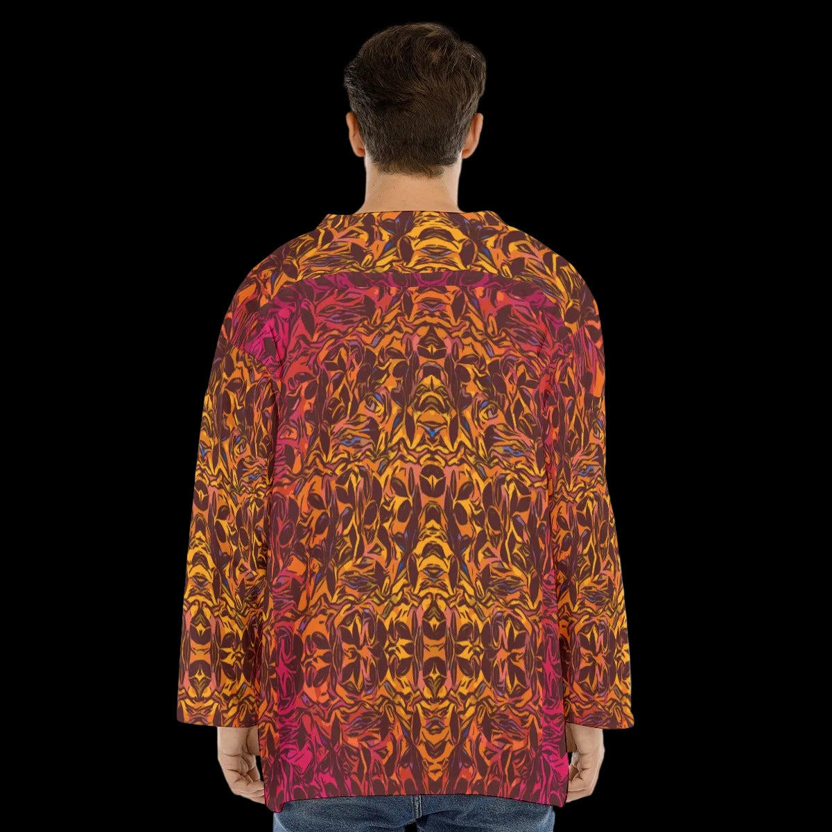 “Tribal Sunset” Men's V-neck Ice Hockey Jersey