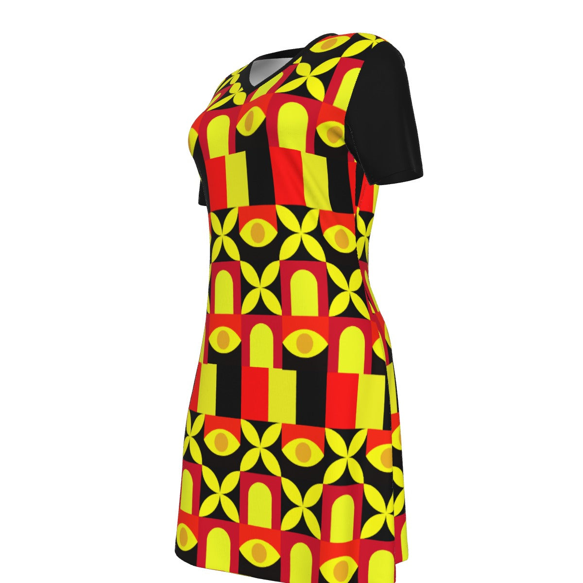 “Tricolour” Women's V Neck Dress|180GSM Cotton