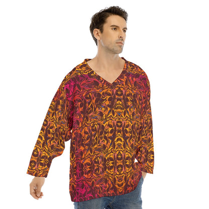 “Tribal Sunset” Men's V-neck Ice Hockey Jersey