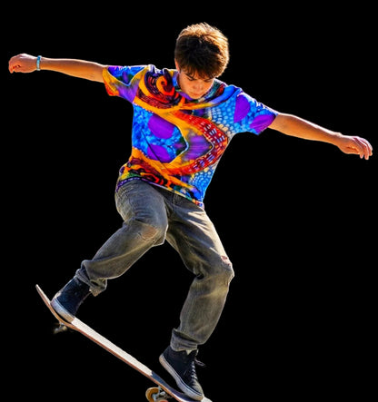 “Colour Vortex” Children's Round Neck T-Shirt|145GSM Birdseye