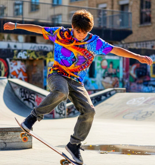 “Colour Vortex” Children's Round Neck T-Shirt|145GSM Birdseye