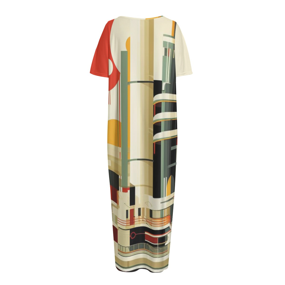 "City Skyline" Print Women's Long Dress with Pocket