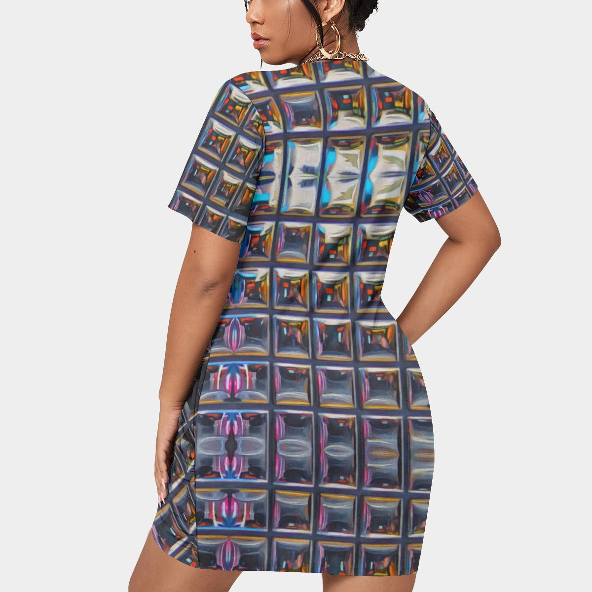 “Armoury ” Women’s Stacked Hem Dress With Short Sleeve（Plus Size）