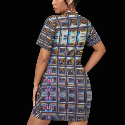 “Armoury ” Women’s Stacked Hem Dress With Short Sleeve（Plus Size）