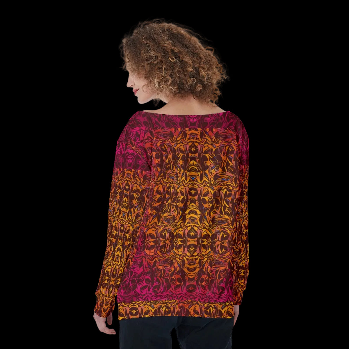 “Tribal Sunset” Women's Off-Shoulder Sweatshirt