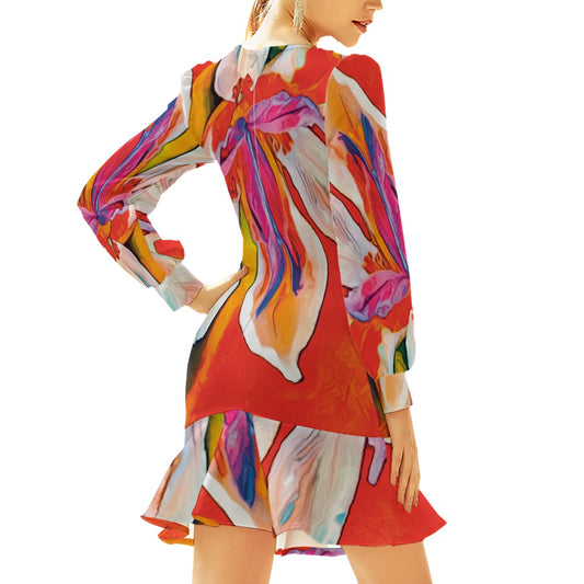 “Dietes” Women's Ruffle Hem Skinny Dress