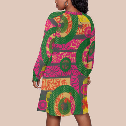 “Neo-retro” Women's Dress With Raglan Sleeve(Plus Size)