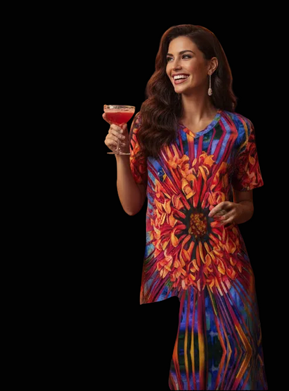 “Protea”  V Neck Dress|180GSM Cotton