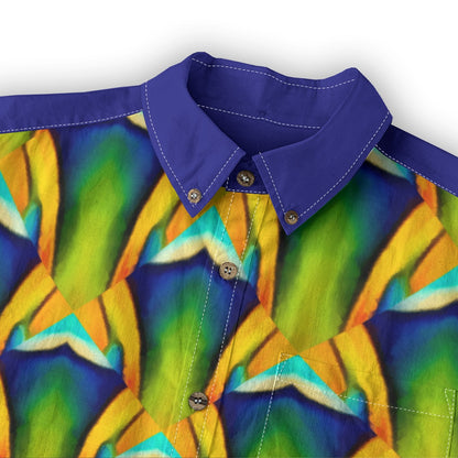 “Emerald Tide”  Men's Casual Lapel Long Sleeve Shirt|125GSM Cotton