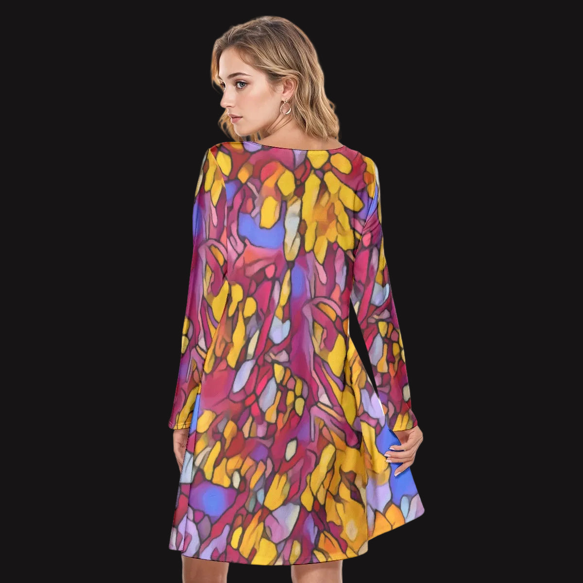 “The Language of Light” Women's Round Neck Dress|190GSM Cotton