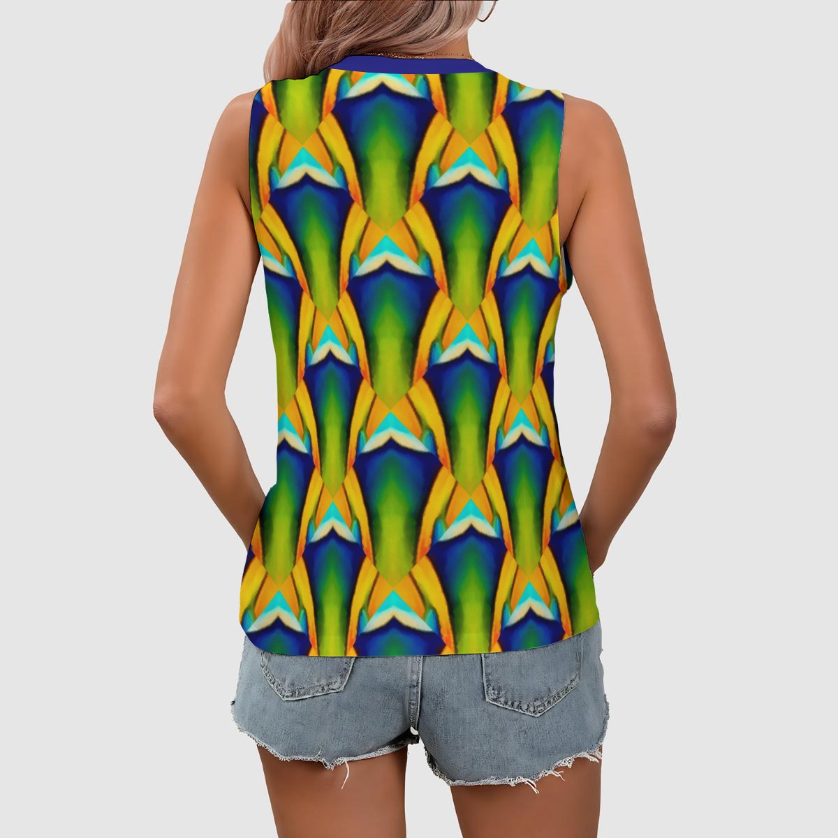 “Emerald Tide”  Women's Sleeveless V-Neck Tank Top