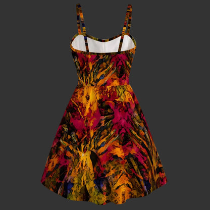 “Golden Flux” Women's Spaghetti Strap Dress