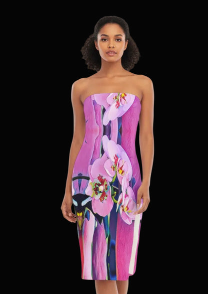 “Pink Orchid” Side Split Tube Top Dress