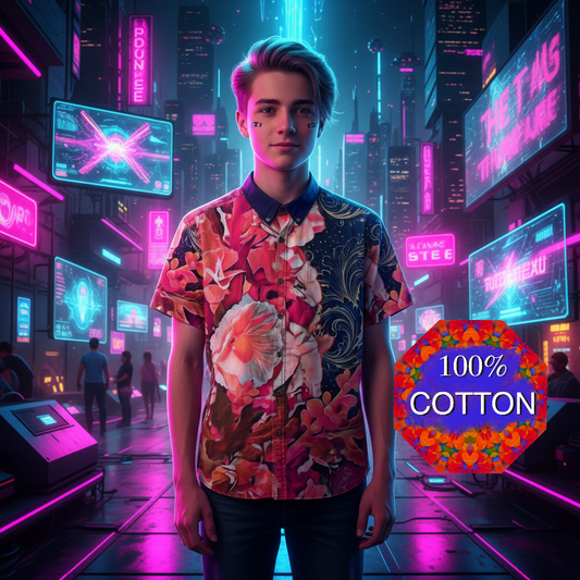 “Celestial Bloom” Breathable Cotton Shirt|125GSM