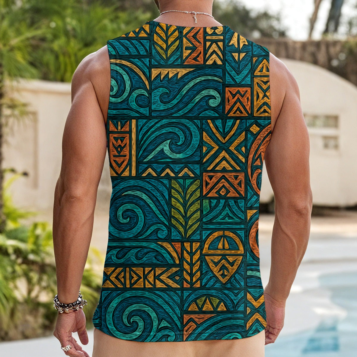 ‘Rapanui’ Men's Tank Top With Drawstring