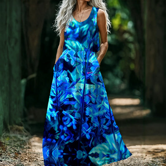 “Electric Blue” Women’s Sleeveless Maxi Dress
