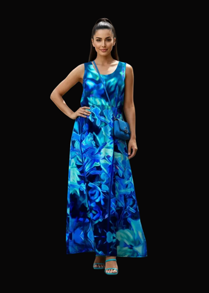 “Electric Blue” Women’s Sleeveless Maxi Dress