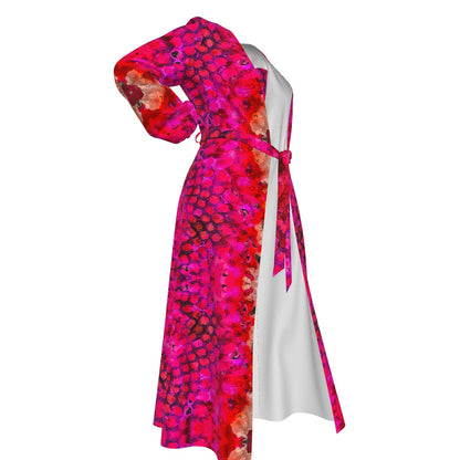 “Fuchsia Blast” Women's Lace-up Chiffon Robe