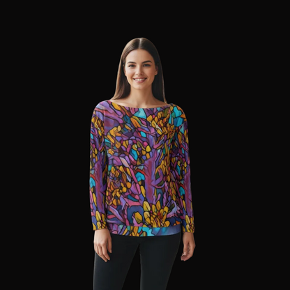 “Mosaic Pulse” Women's Off-Shoulder Sweatshirt