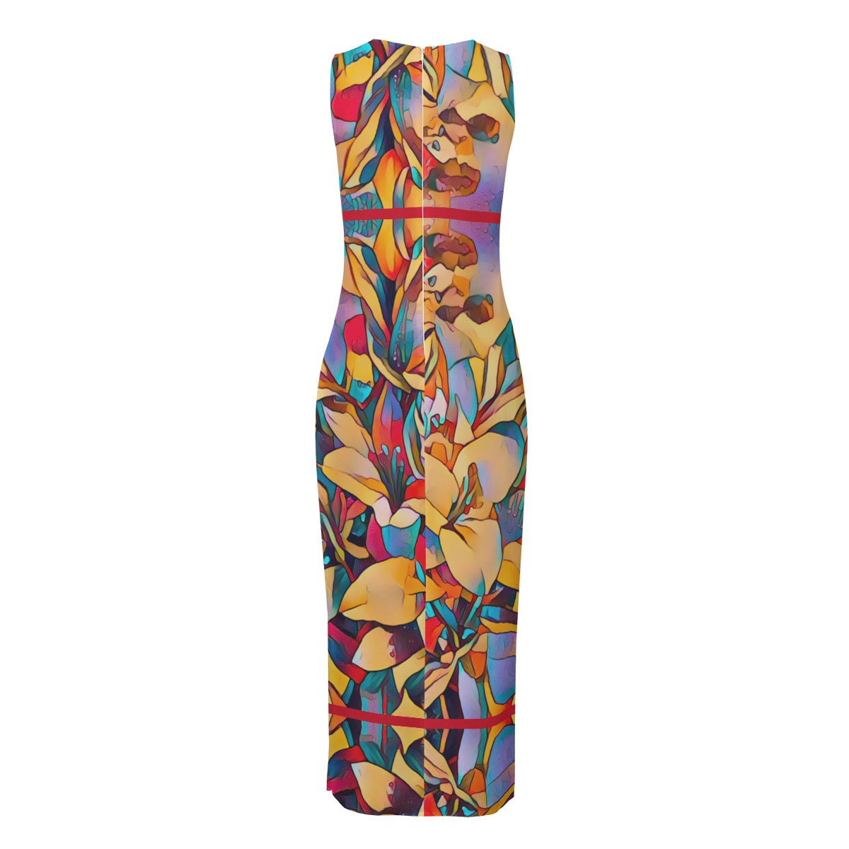 “Fragmented Bloom”  Women's Beach Perspective Chiffon Sleeveless Dress