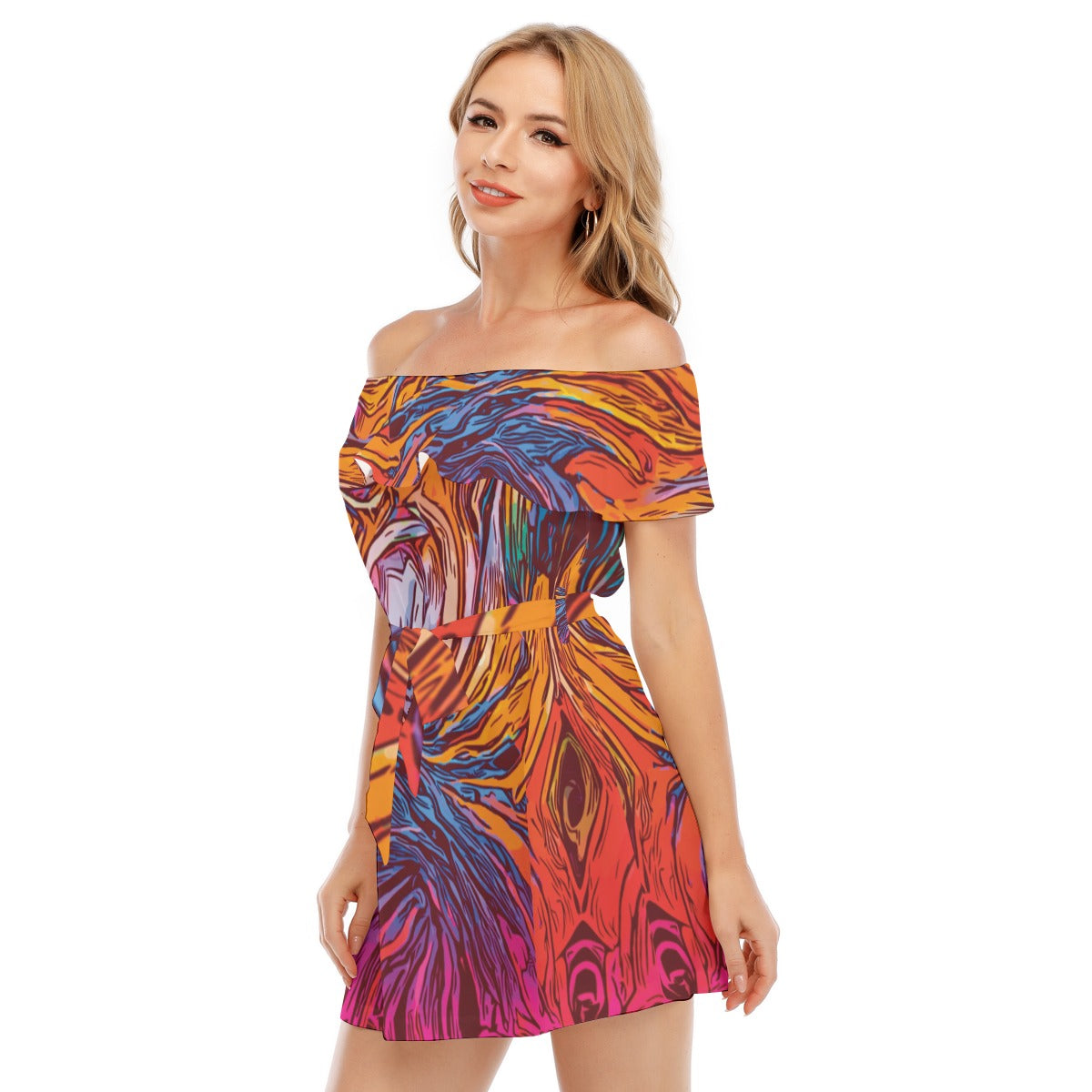 “Cyclonic” Women's Off-shoulder Dress With Ruffle