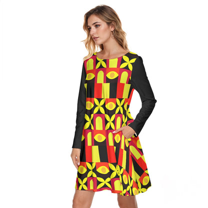 “Tricolour” Women's Round Neck Dress|190GSM Cotton