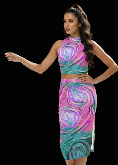 “Noosa”  Women's Tank Top & Split High Skirt Set