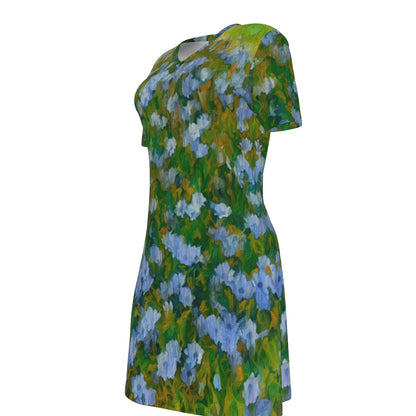 “Dreamscape Garden” Women's V Neck Dress|180GSM Cotton