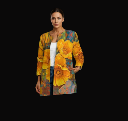 “Golden Cascade”  Women's Faux Sweater Cardigan