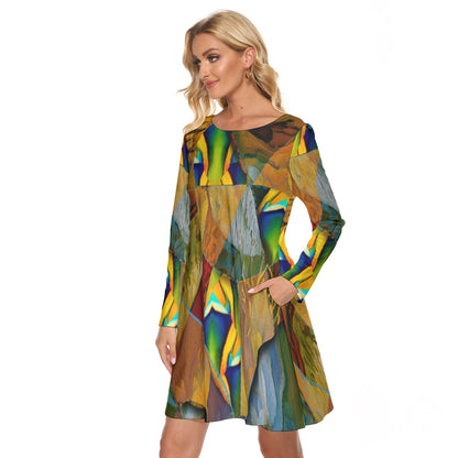 “Earthen Tessellation”  Women's Crew Neck Dress