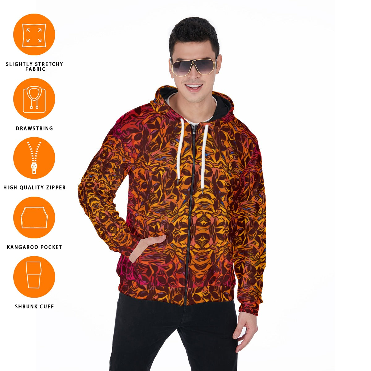 “Tribal Sunset”  Zip Up Hoodie With Pocket