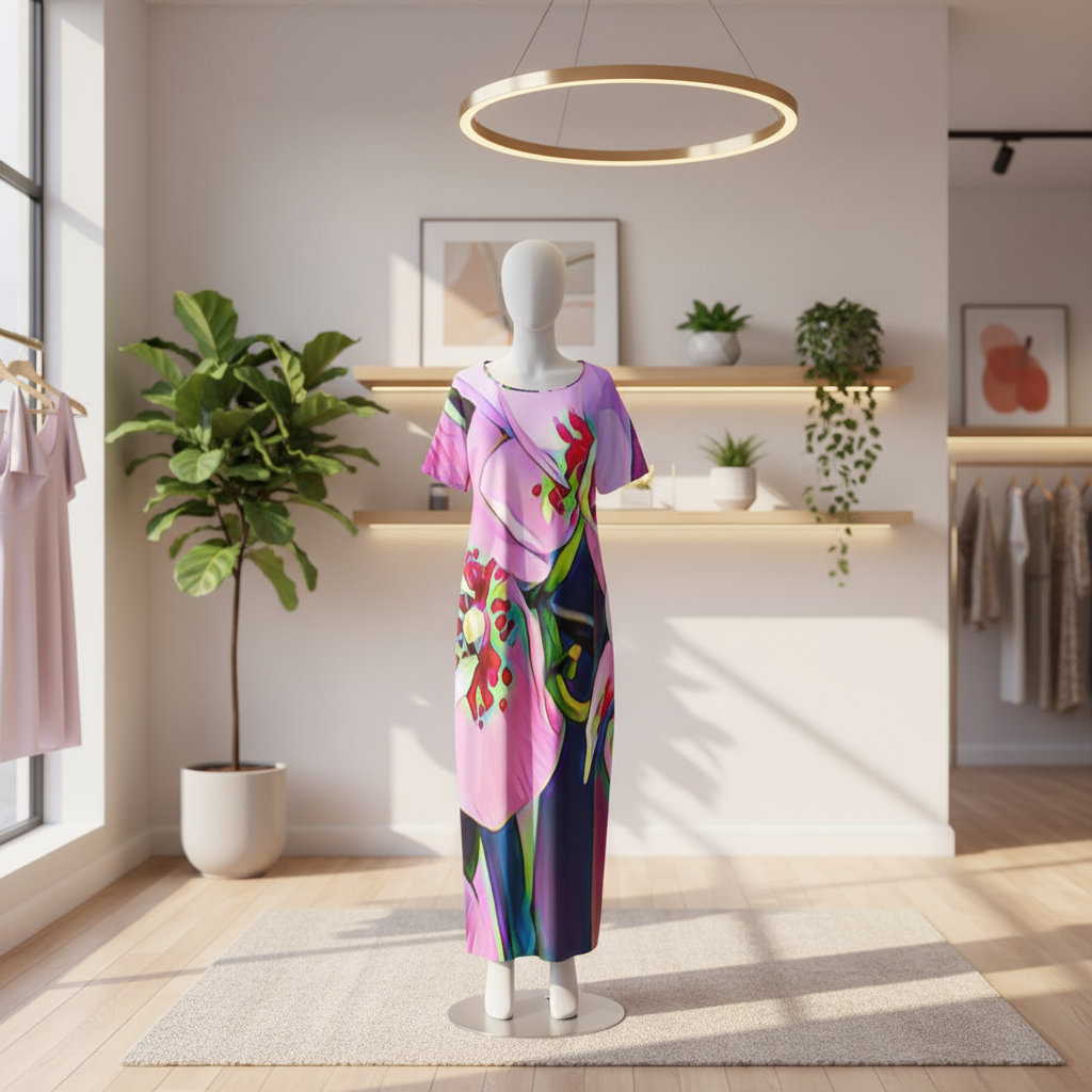 “Pink Orchid” Long Dress With Pocket