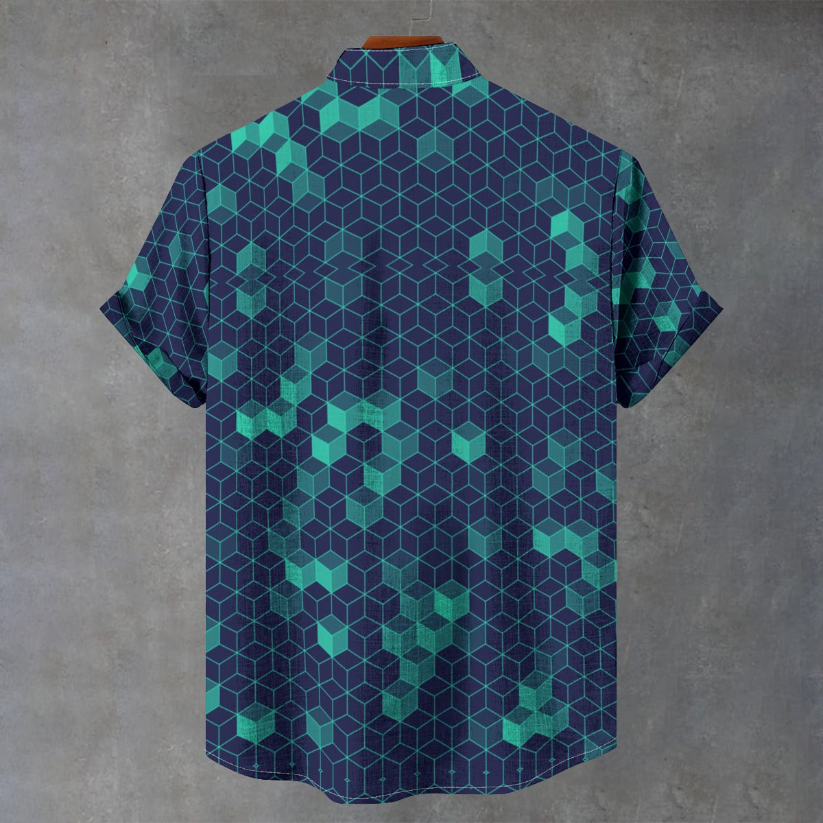 “Polyhedral” Men's Stand Collar Shirt|115GSM Cotton poplin