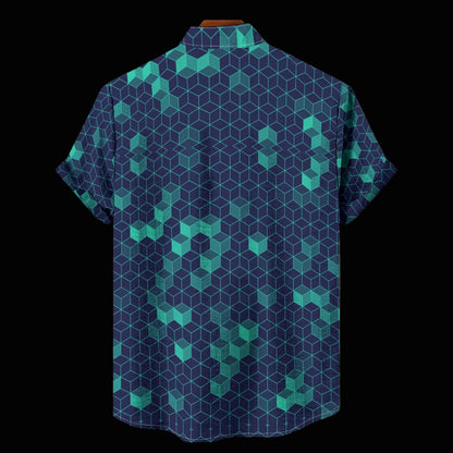 “Polyhedral” Men's Stand Collar Shirt|115GSM Cotton poplin