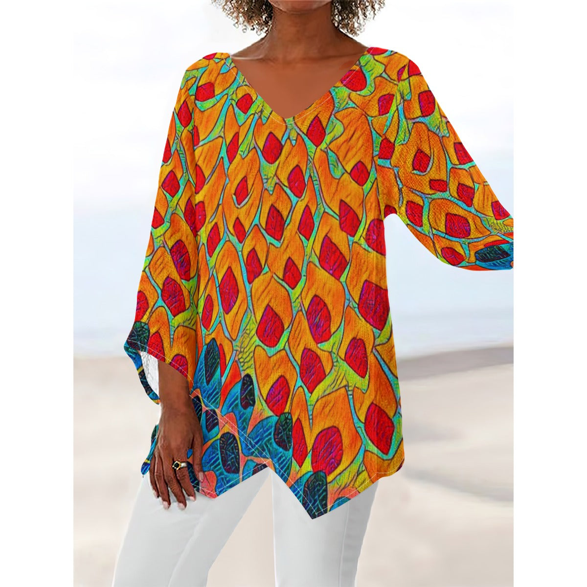 “Fractured Sunset” V-Neck T-shirt