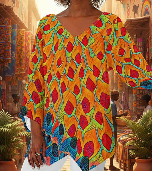 “Fractured Sunset” V-Neck T-shirt